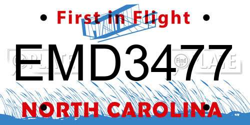 EMD3477 North Carolina License Plate