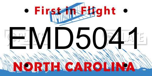 EMD5041 North Carolina License Plate