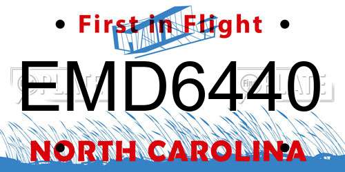 EMD6440 North Carolina License Plate