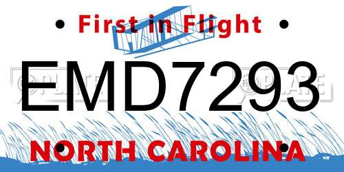 EMD7293 North Carolina License Plate
