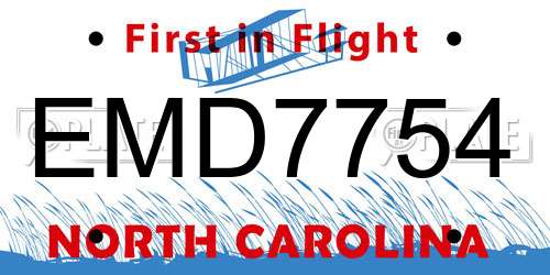 EMD7754 North Carolina License Plate