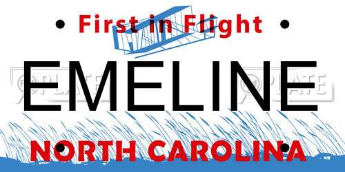 EMELINE North Carolina License Plate