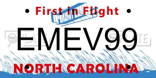 EMEV99 North Carolina License Plate