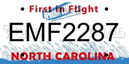 EMF2287 North Carolina License Plate