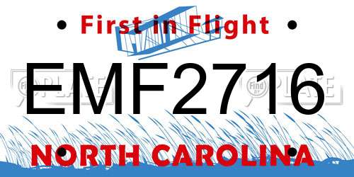 EMF2716 North Carolina License Plate