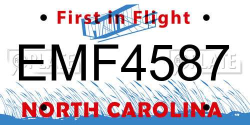 EMF4587 North Carolina License Plate