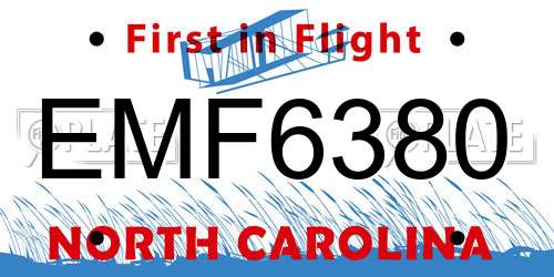 EMF6380 North Carolina License Plate