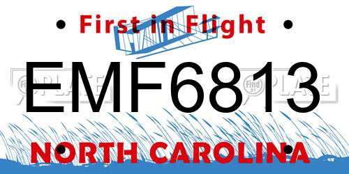 EMF6813 North Carolina License Plate