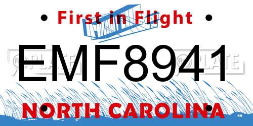 EMF8941 North Carolina License Plate