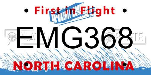 EMG368 North Carolina License Plate