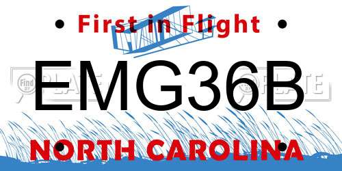 EMG36B North Carolina License Plate