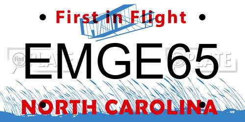 EMGE65 North Carolina License Plate