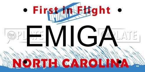EMIGA North Carolina License Plate