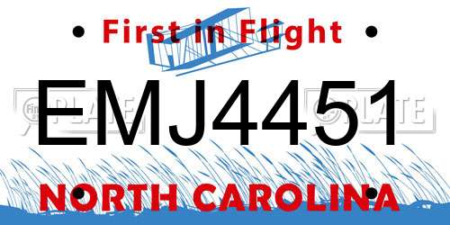 EMJ4451 North Carolina License Plate