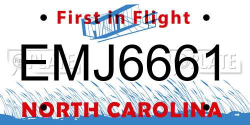 EMJ6661 North Carolina License Plate