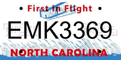 EMK3369 North Carolina License Plate
