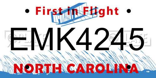 EMK4245 North Carolina License Plate