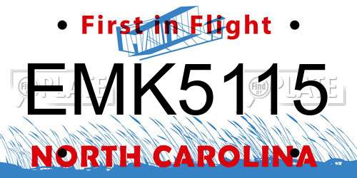 EMK5115 North Carolina License Plate
