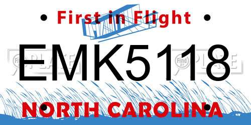 EMK5118 North Carolina License Plate