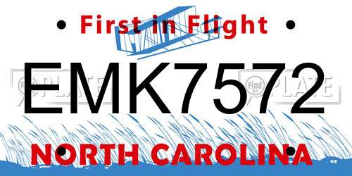 EMK7572 North Carolina License Plate