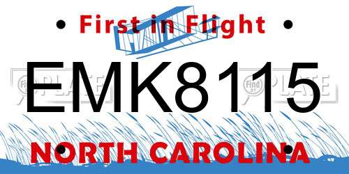 EMK8115 North Carolina License Plate