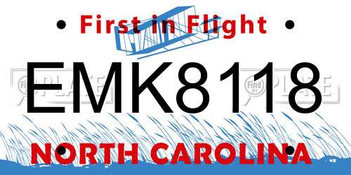 EMK8118 North Carolina License Plate