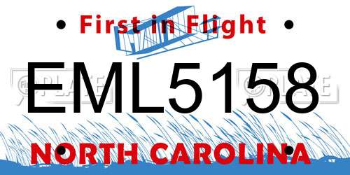 EML5158 North Carolina License Plate