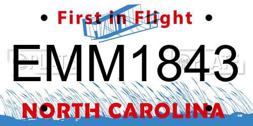 EMM1843 North Carolina License Plate