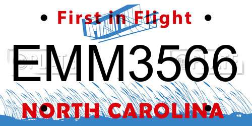 EMM3566 North Carolina License Plate