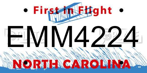 EMM4224 North Carolina License Plate