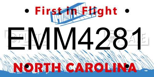 EMM4281 North Carolina License Plate