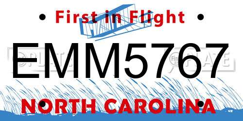 EMM5767 North Carolina License Plate