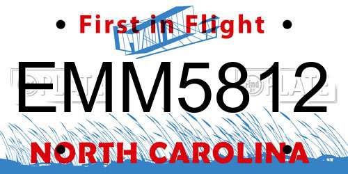 EMM5812 North Carolina License Plate
