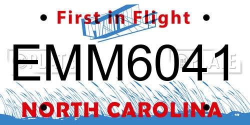 EMM6041 North Carolina License Plate