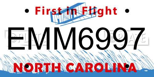 EMM6997 North Carolina License Plate