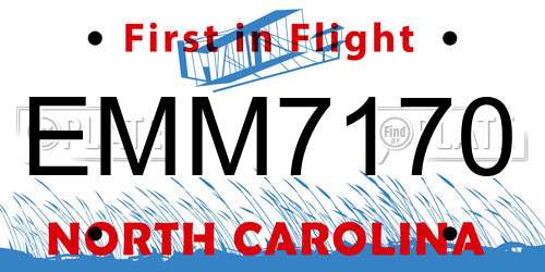 EMM7170 North Carolina License Plate