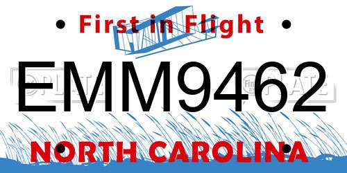 EMM9462 North Carolina License Plate