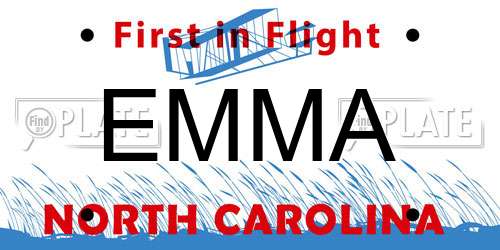 EMMA North Carolina License Plate
