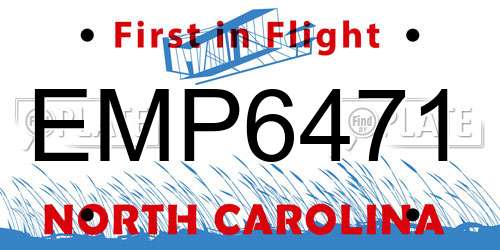 EMP6471 North Carolina License Plate
