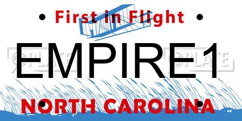 EMPIRE1 North Carolina License Plate