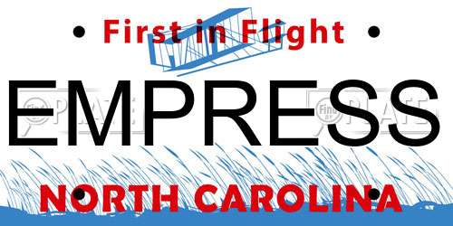 EMPRESS North Carolina License Plate