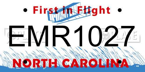 EMR1027 North Carolina License Plate