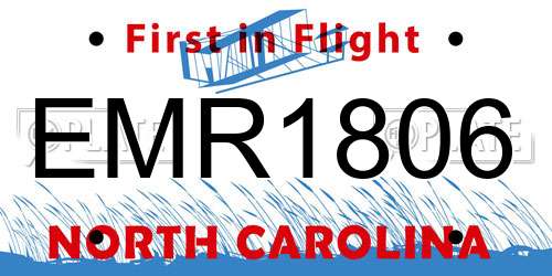 EMR1806 North Carolina License Plate