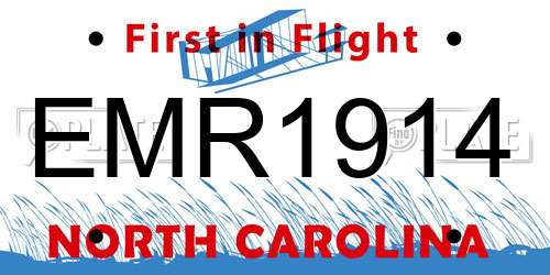 EMR1914 North Carolina License Plate