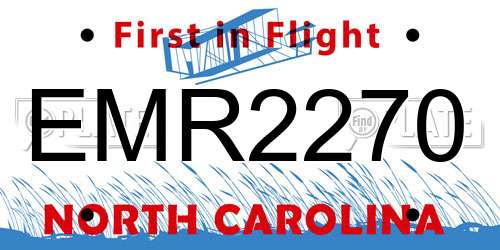 EMR2270 North Carolina License Plate