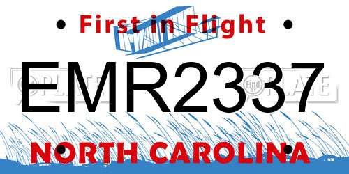 EMR2337 North Carolina License Plate