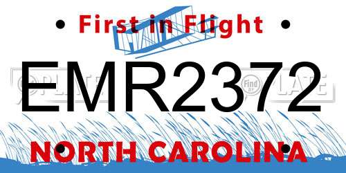 EMR2372 North Carolina License Plate