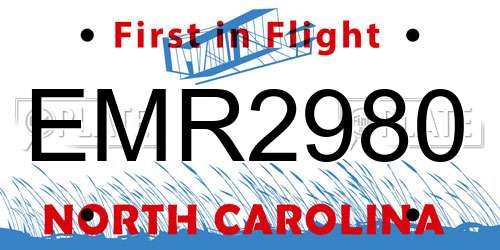 EMR2980 North Carolina License Plate