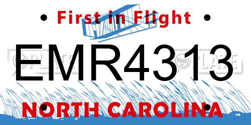 EMR4313 North Carolina License Plate