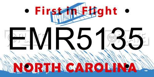 EMR5135 North Carolina License Plate